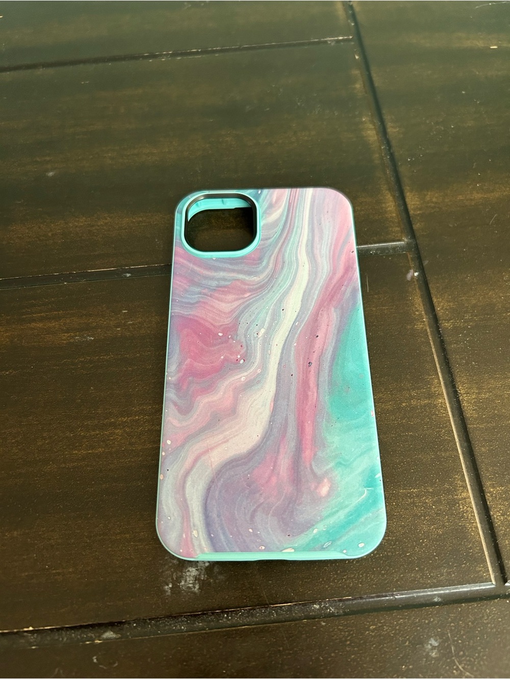 Protective Marble Swirl Phone Case - Pink & Teal for IPhone 14 Plus